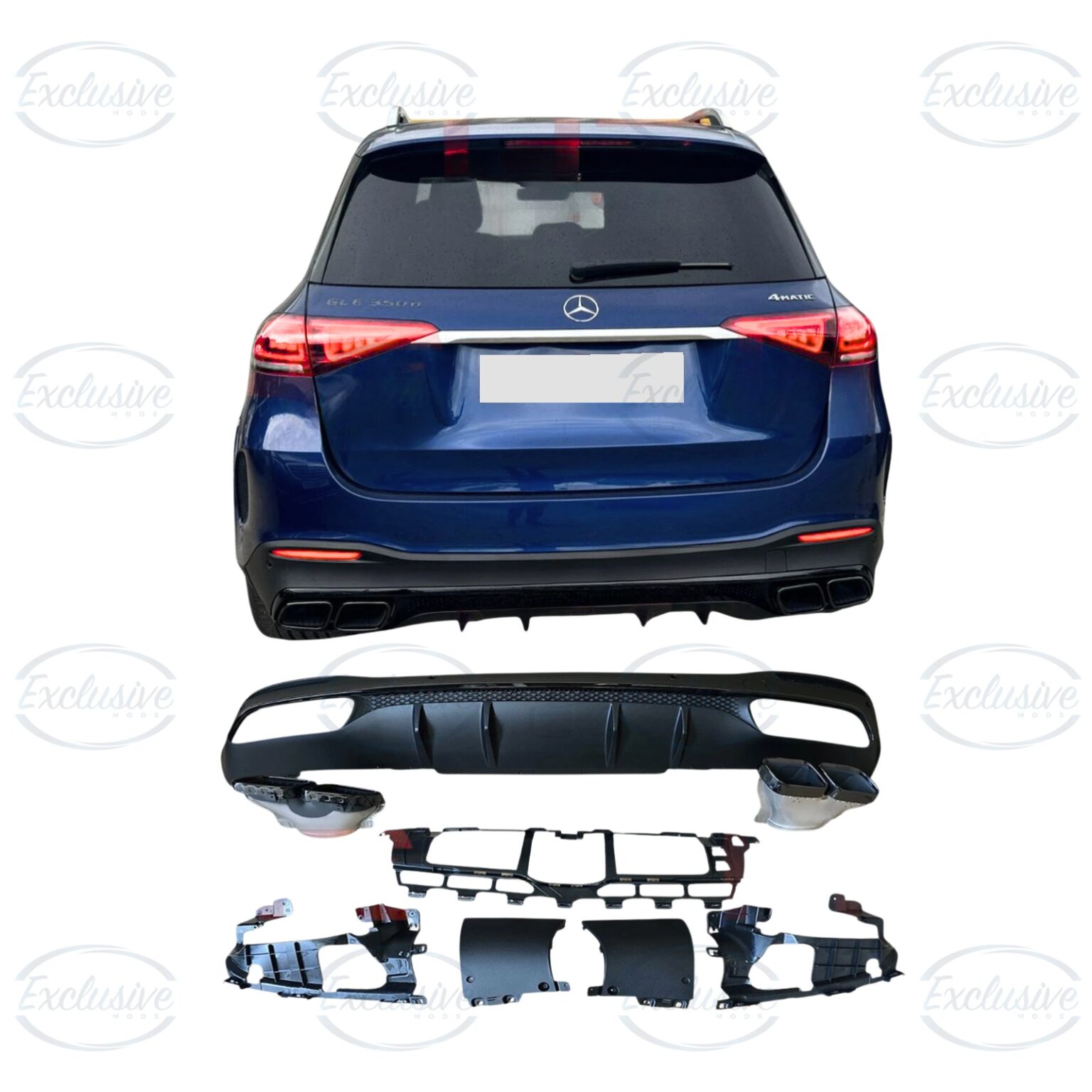 Matte Black GLE63 AMG Style Diffuser - Fits Mercedes GLE W167 AMG Line (2019+)